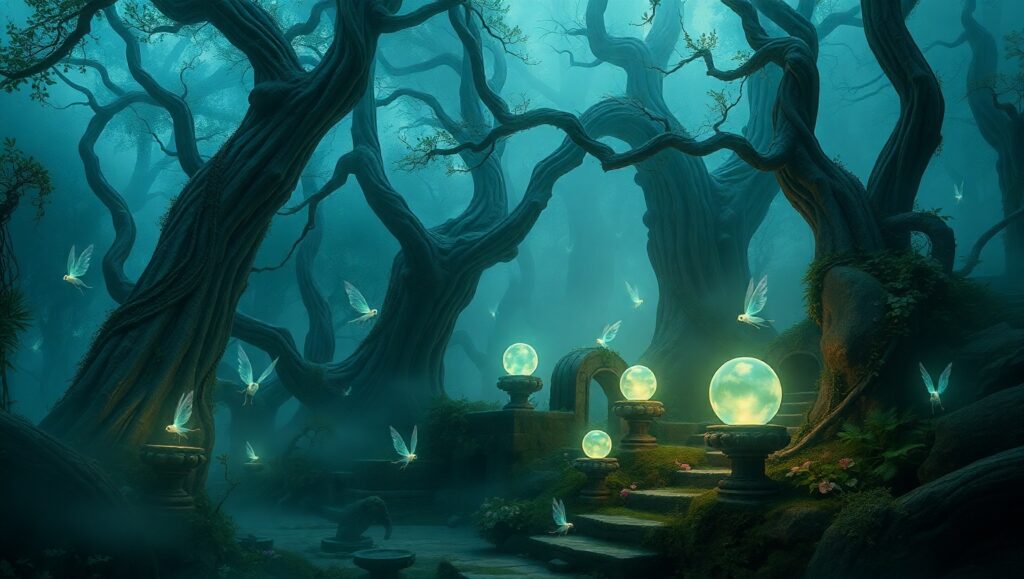 Enchanted Forest of Glowing Wonders 63d – free AI stock image