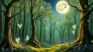 Enchanted Forest Under Silver Moonlight – free AI stock image