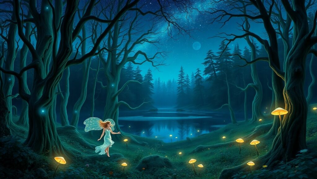 Enchanted Forest Under Starlight – free AI stock image