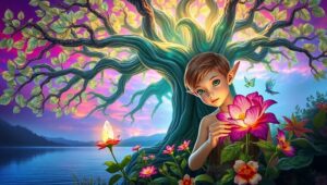 Enchanted Grove of Luminescent Spirits – free AI stock image