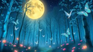 Enchanted Night in a Glowing Forest – free AI stock image