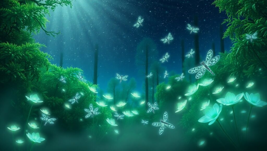 Enchanted Night in Dreamy Forest – free AI stock image
