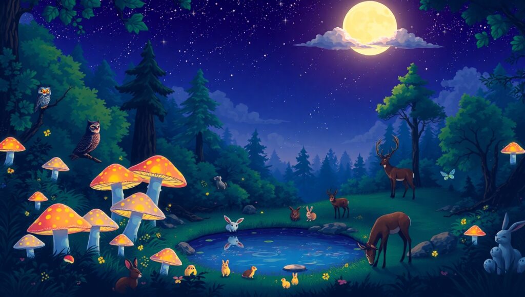 Enchanted Pixel Forest Scene – free AI stock image