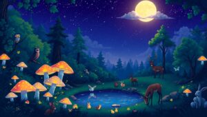 Enchanted Pixel Forest Scene – free AI stock image
