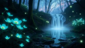 Enchanted Twilight Forest Scene – free AI stock image