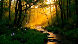 Enchanting Bokeh Forest Scene – free AI stock image