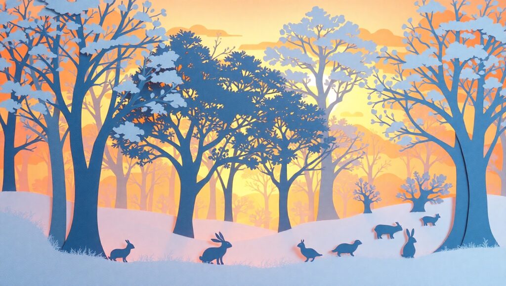 Enchanting Forest in Papercut Style – free AI stock image