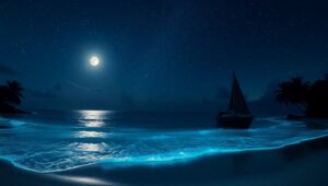 Enchanting Night at the Beach – free AI stock image