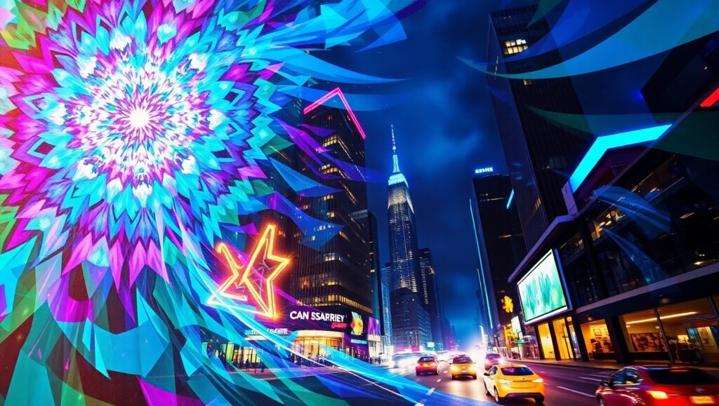 Energetic Cityscape in Abstract Form – free AI stock image