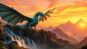 Epic Dragon Over Mystic Valley – free AI stock image