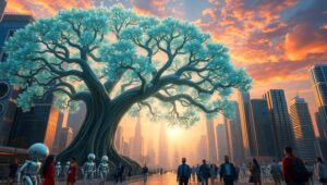 Epic Harmony: Nature Meets Futurism – free AI stock image