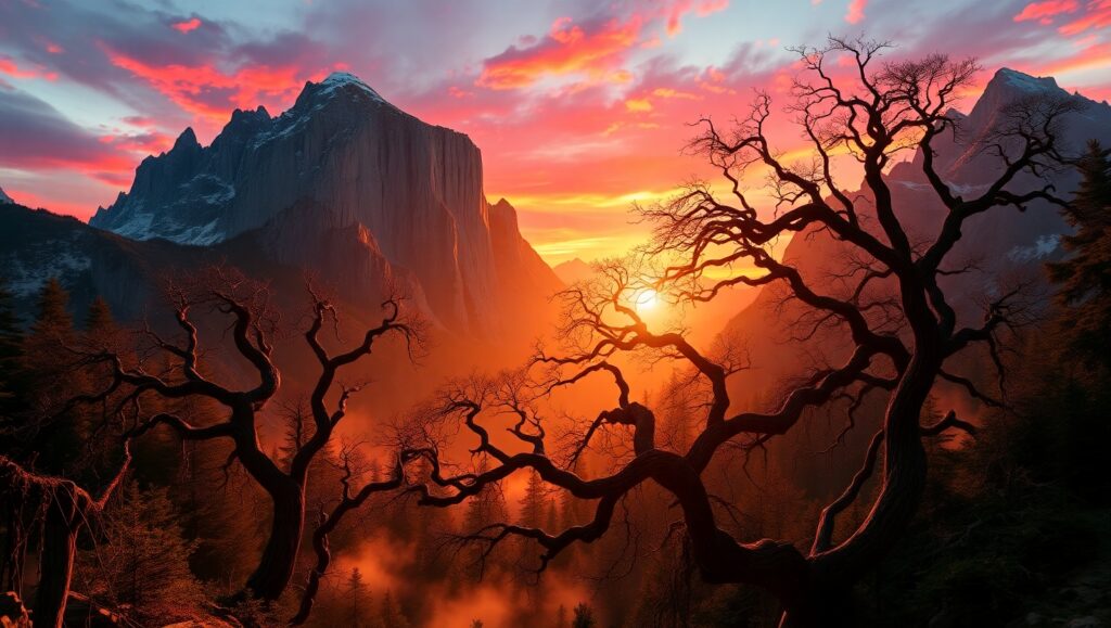 Epic Sunset Over Majestic Mountains – free AI stock image