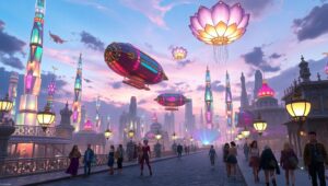 Ethereal Cityscape at Dusk – free AI stock image