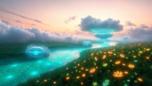 Ethereal Clouds and Floating Islands – free AI stock image