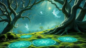 Ethereal Dance Under Starlit Trees – free AI stock image