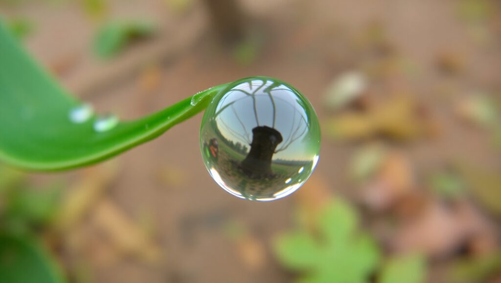 Ethereal Dewdrop Reflection – free AI stock image