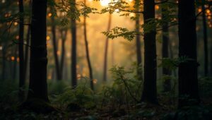 Ethereal Forest at Dusk – free AI stock image