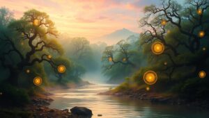 Ethereal Forest of Divine Energy – free AI stock image