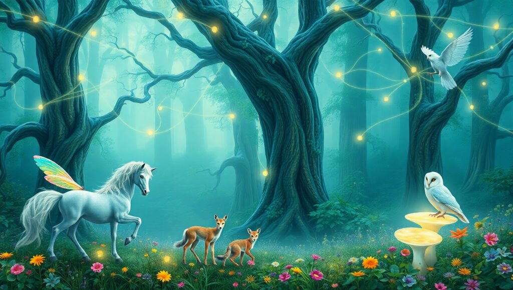 Ethereal Forest of Spiritual Harmony – free AI stock image