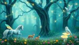 Ethereal Forest of Spiritual Harmony – free AI stock image