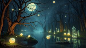Ethereal Forest of Tranquil Light – free AI stock image