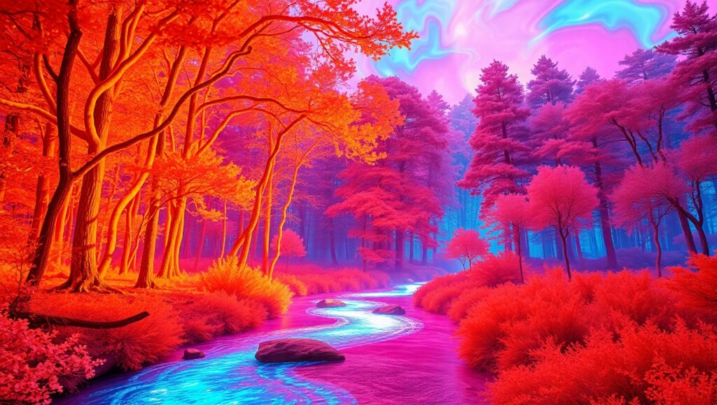 Ethereal Infrared Forest Landscape – free AI stock image