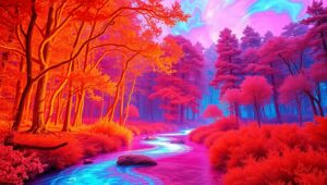 Ethereal Infrared Forest Landscape – free AI stock image