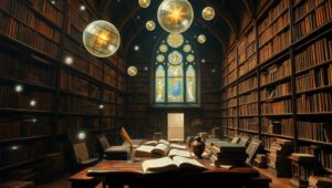 Ethereal Library of Floating Books – free AI stock image