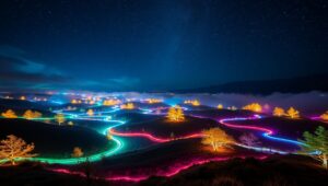 Ethereal Light Painted Nightscape – free AI stock image