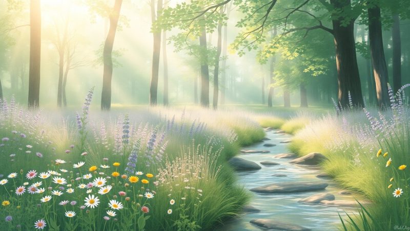 Ethereal Serenity in a Forest Glade – free AI stock image
