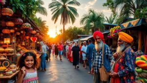 Evening Buzz at the Market – free AI stock image