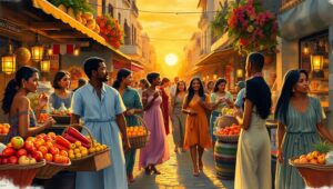 Evening Market Delights – free AI stock image