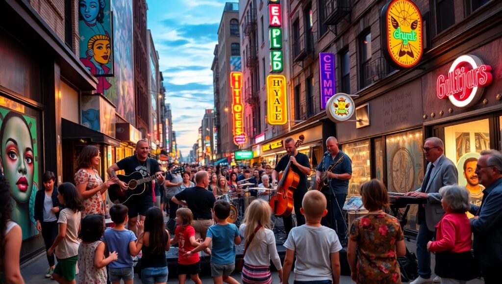 Evening Melodies in the City – free AI stock image