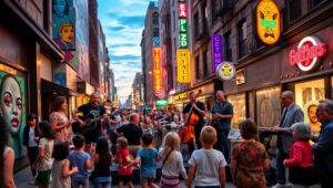 Evening Melodies in the City – free AI stock image