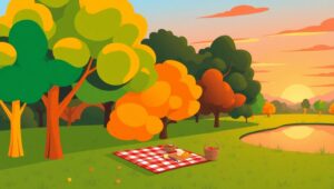 Evening Picnic in Flat Style – free AI stock image