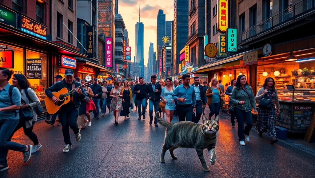 Evening Vibes in Urban Life – free AI stock image