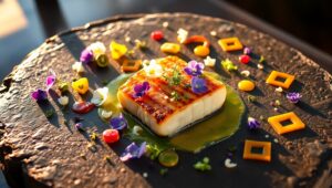 Exotic Flavors on a Slate Canvas – free AI stock image