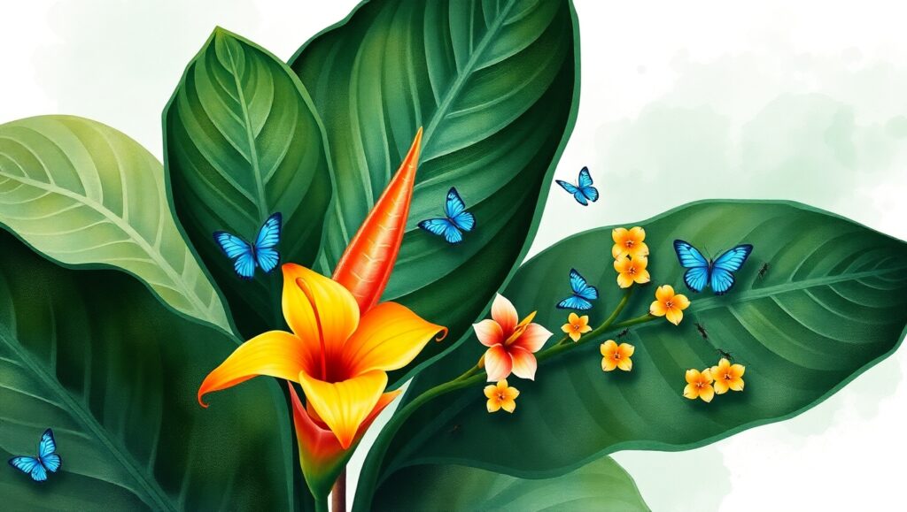 Exotic Rainforest Plant Study – free AI stock image