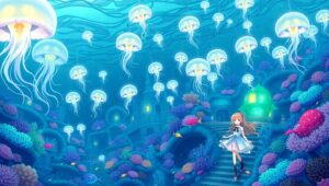 Exploring the Bioluminescent – free AI stock image