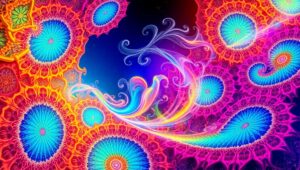 Explosive Color Fusion in Geometry – free AI stock image