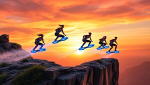 Extreme Hoverboard Tricks at Sunset – free AI stock image
