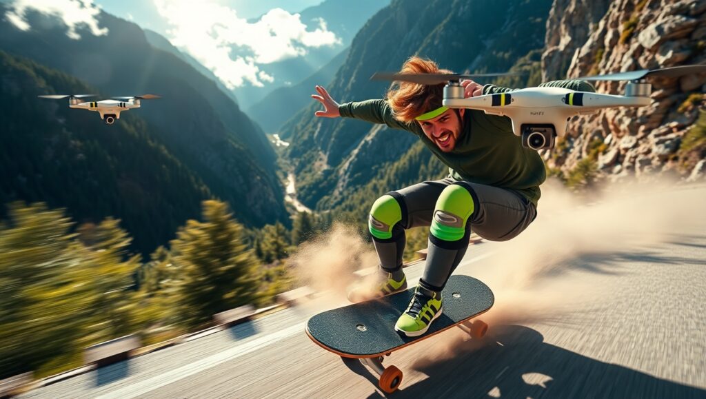 Extreme Skateboarding in Nature’s Playground – free AI stock image