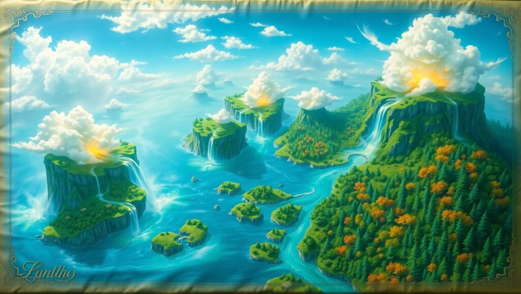 Fantastical Floating Island Landscapes – free AI stock image