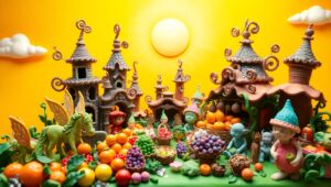 Fantasy Clay Market Scene – free AI stock image