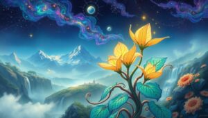 Fantasy Flowering Plant Illustration – free AI stock image