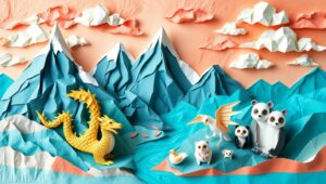 Fantasy Landscape in Paper Art – free AI stock image