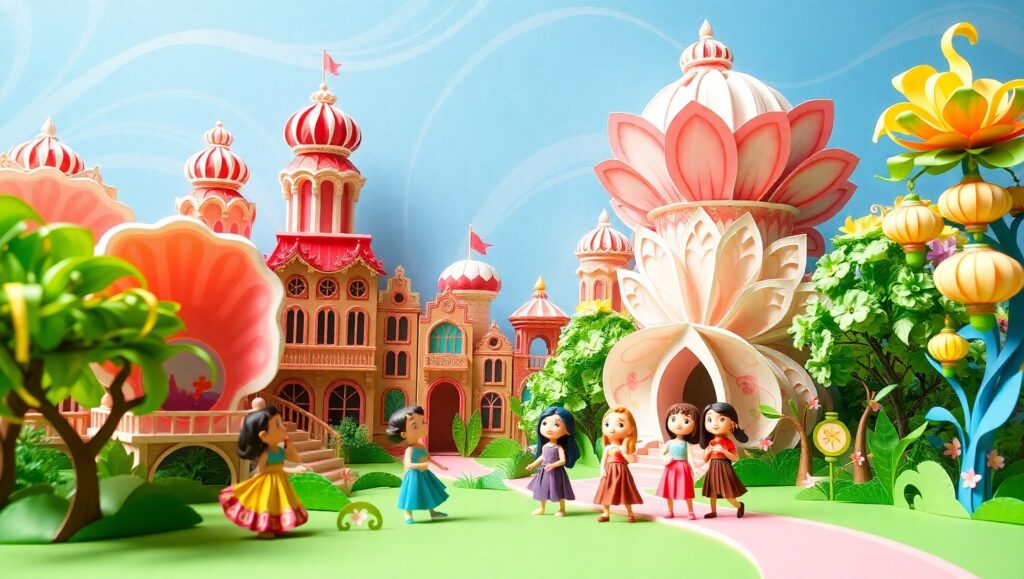 Fantasy Papercraft City Escape – free AI stock image