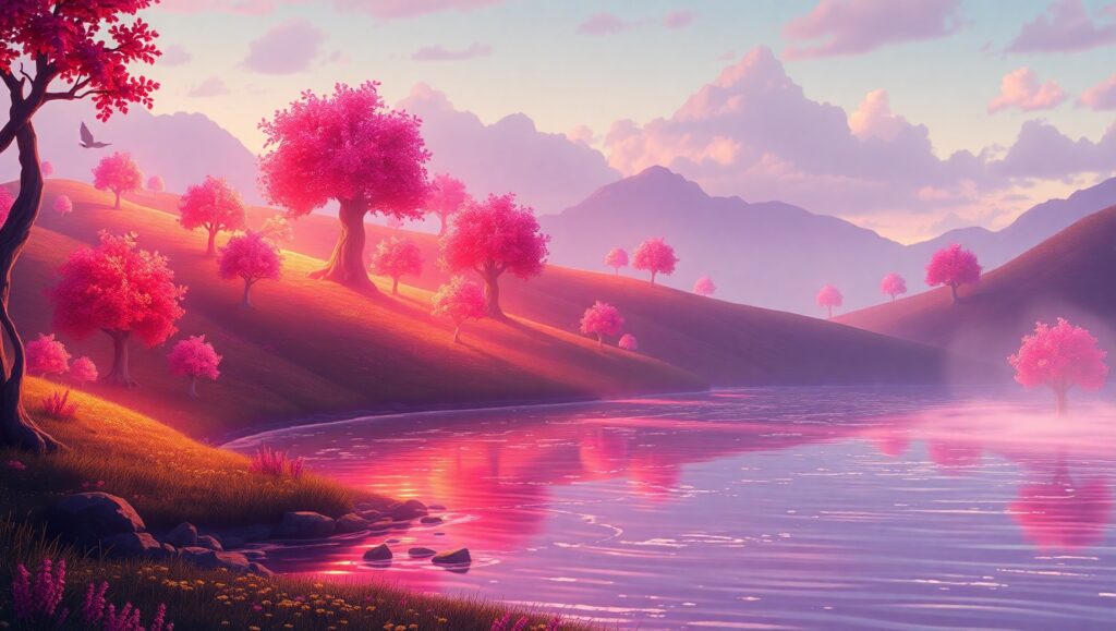 Fantasy Pixel Art Landscape – free AI stock image