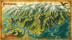 Fantasy Realm Topographic Map – free AI stock image