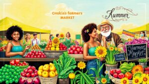 Farmers Market Delight in Chalk – free AI stock image